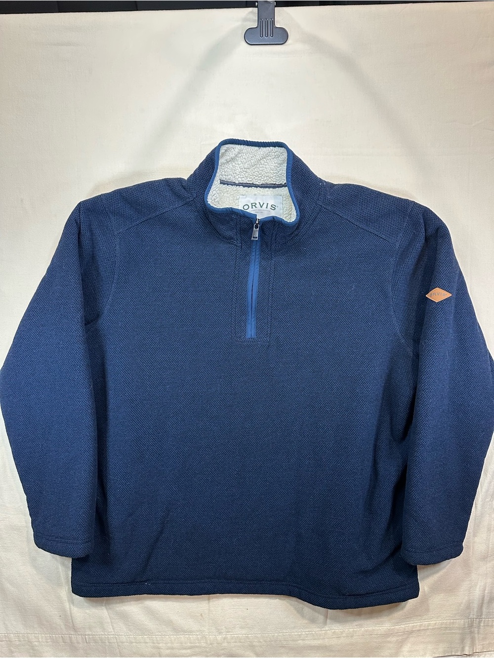 Orvis Classic Collection Men's XXL Blue Sherpa Lined 1/4 Zip Pullover Fleece